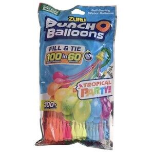 2x Zuru Bunch O Balloons Tropical Party Colors Water Balloons 100ct Each Ages 3+